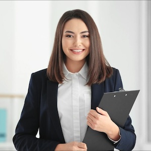 lady with clipboard